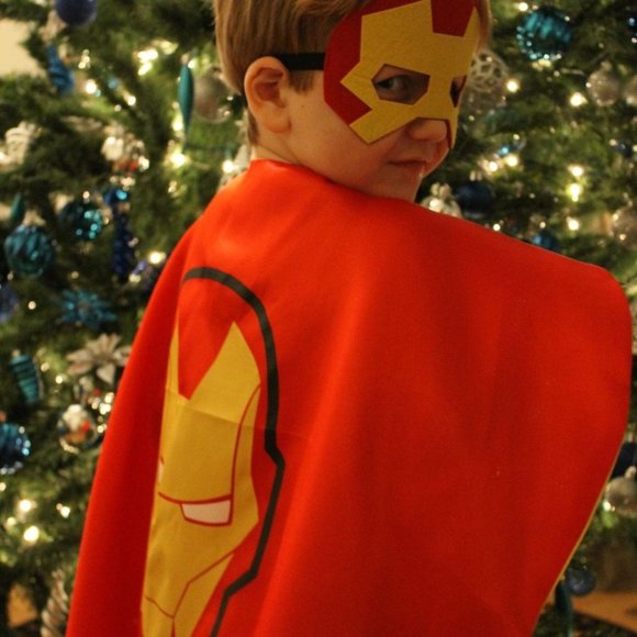 Iron Man Cape/Mask Costume For Kids 2 Piece Set - Superhero Play Costume - Picture 2 of 3